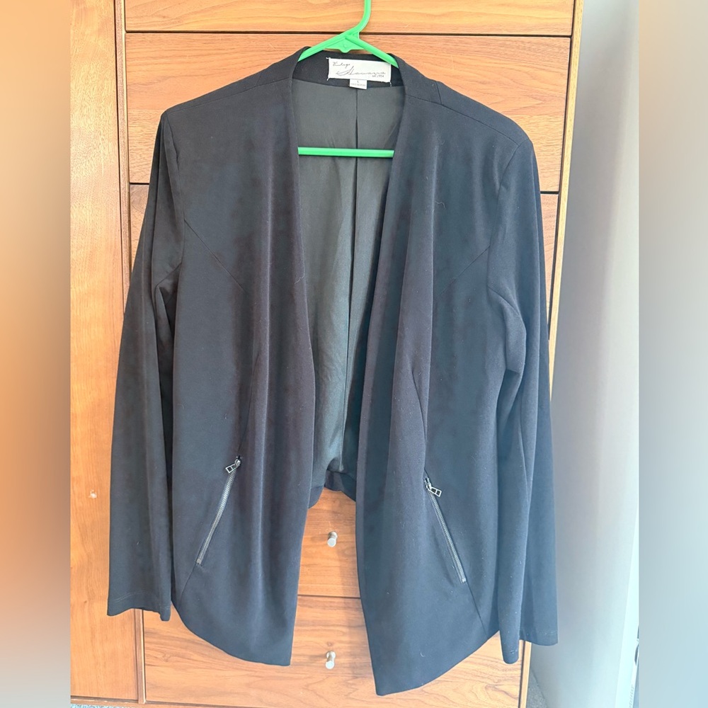 Vintage Havana black open from no collar blazer/jacket Size L - Picture 6 of 8